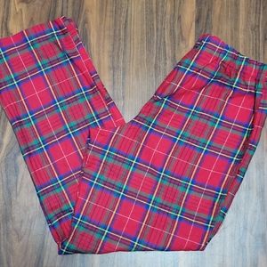 Lands End rich red tartan plaid flannel pajama bottoms size small